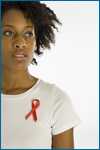 Woman Wearing HIV-AIDS Ribbon