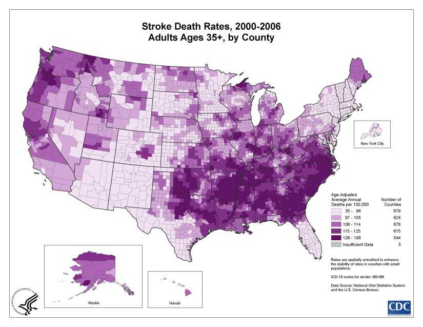 Example of a stroke map from the interactive atlas of heart disease and stroke.