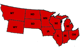 Image of the states covered by Mayo Center for Tuberculosis.