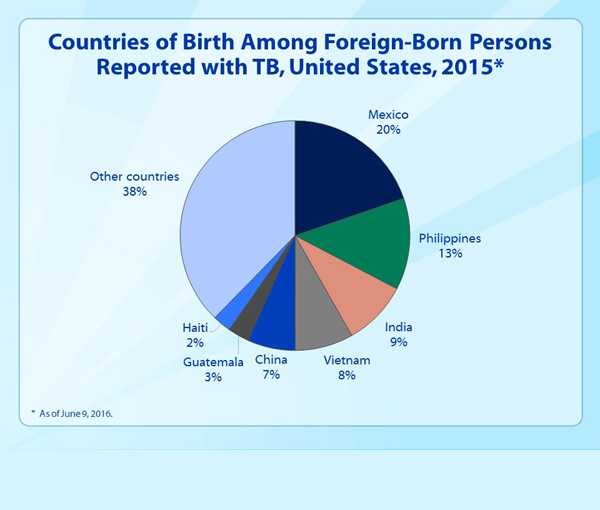Slide 19. Countries of Birth Among Foreign-Born Persons Reported with TB, United States, 2015.