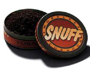 One type of smokeless tobacco: snuff