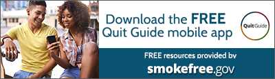 	Download the FREE Quit Guide Mobile App FREE resources provided by smokefree.gov