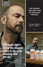 Poster of Brian highlighting the complications of smoking with HIV.