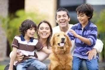 Hispanic/Latino family with dog
