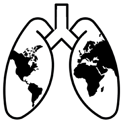 Imagen de pulmones que parecen a un mundo con continentes