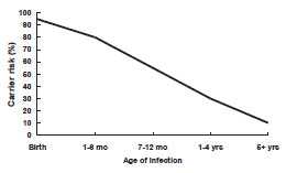 Risk of Chronic HBV Carriage by Age of Infection chart as described in the Chronic HBV Infection section