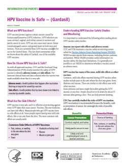 HPV Vaccine (Gardasil) is Safe Factsheet