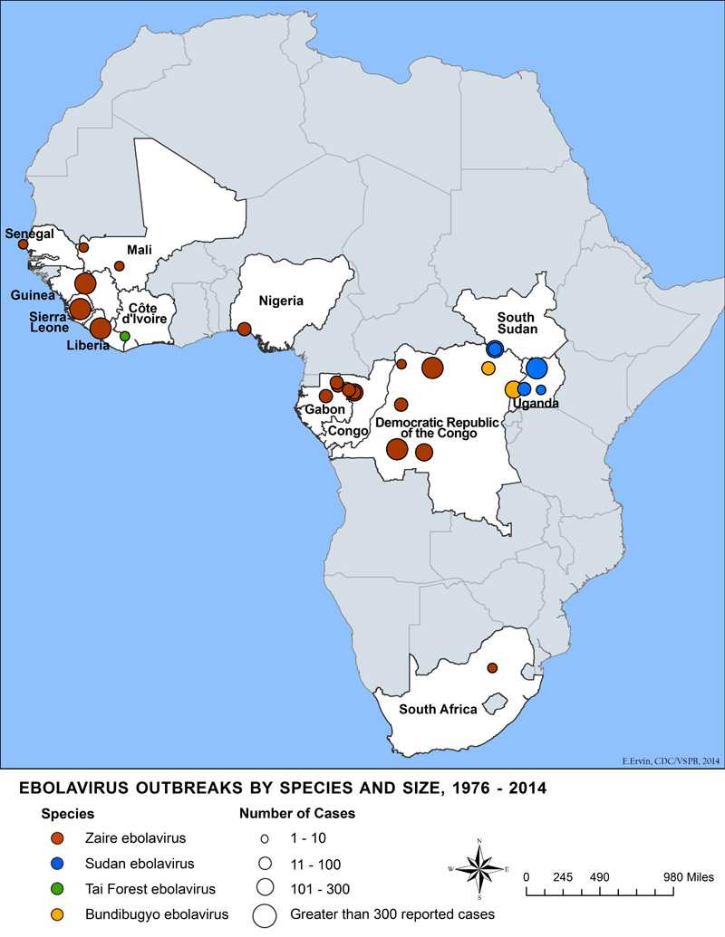 Ebola Hemorrhagic Fever Distribution Map