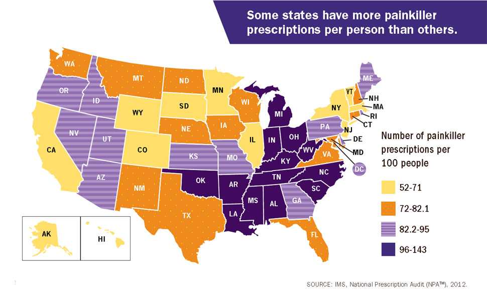 Some states have more painkiller prescriptions per person than others.