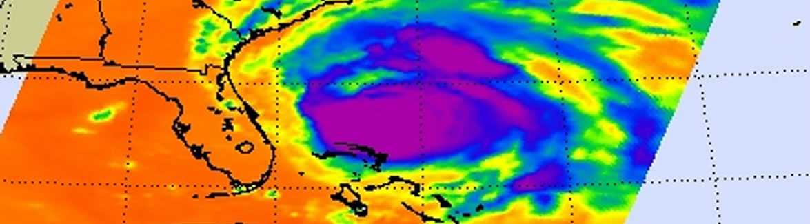 infrared image of a hurricane off the coast of Florida