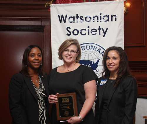 Watsonian President King with Outstanding PHA-Elect, Stephanie Dulin, and Society President-Elect Brusuelas