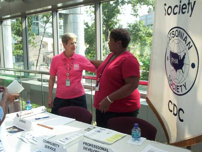 Marcia Brooks and Samantha Williams at the Watsonian Society Information booth