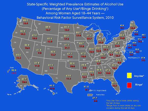 State Specific Weighted Prevalence Estimates of Alcohol Use Map