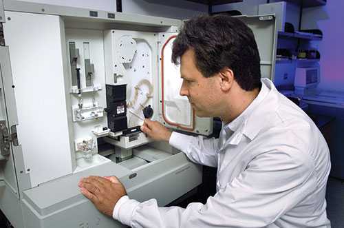 A lab tech at work