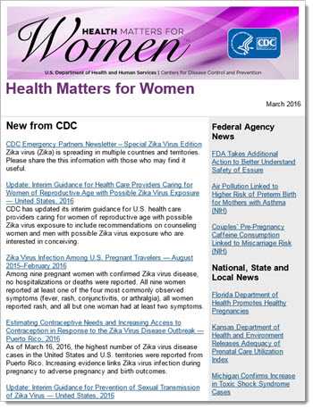 thumbnail image of the women's health newsletter