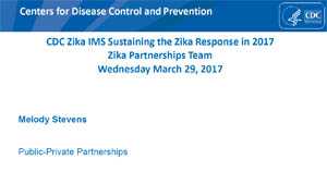 Imagen de pantalla de diapositivas del seminario virtual sobre el Equipo de asociaciones contra el zika