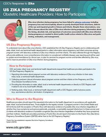 US Zika Pregnancy Registry Healthcare Providers: How to Register Patients infographic thumbnail