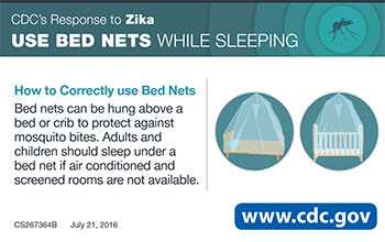 CDC's Resonse to Zika: Use bed nets while sleeping fact sheet thumbnail