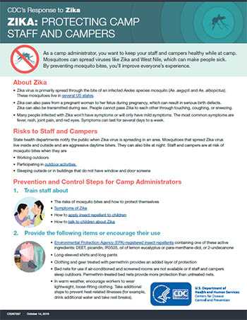 Zika: Protecting Camp Staff and Campers fact sheet thumbnail