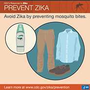 Prevent Zika: Avoid Zika by preventing mosquito bites.