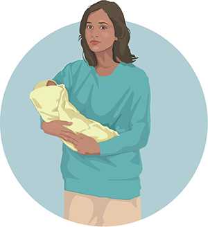 Mujer sosteniendo a un bebé recién nacido