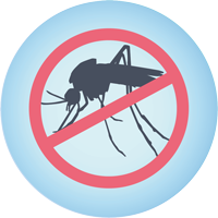 illustration of a mosquito that is crossed out with a red mark