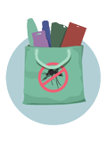 una bolsa llena de productos para prevenir el zika