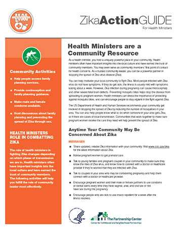 Vista en miniatura de la hoja informativa Directrices sobre las medidas de acción para el zika dirigidas a los ministros de salud: los ministros de salud son un recurso de la comunidad