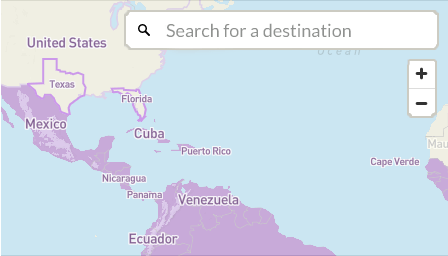 Vista en miniatura del mapa mundial de las áreas con riesgo de zika
