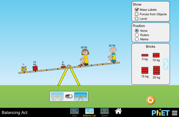 Screenshot of the simulation Balancing Act