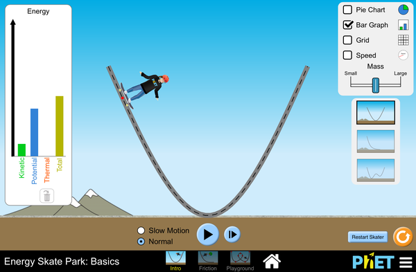 Screenshot of the simulation Energy Skate Park: Basics