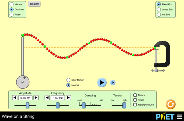 Screenshot of the simulation Wave on a String